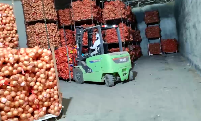 总鲲鹏系列新能源叉车，为食品冷库工厂注入绿色动能